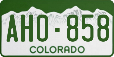 CO license plate AHO858