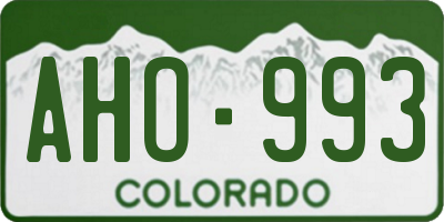 CO license plate AHO993