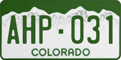 CO license plate AHP031