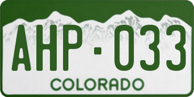 CO license plate AHP033