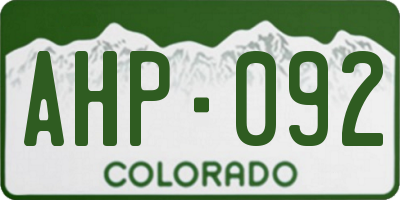 CO license plate AHP092