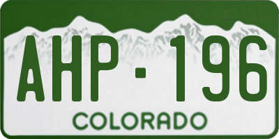 CO license plate AHP196
