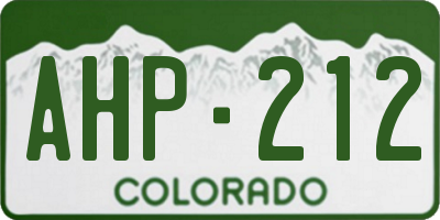 CO license plate AHP212