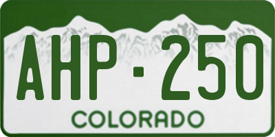 CO license plate AHP250