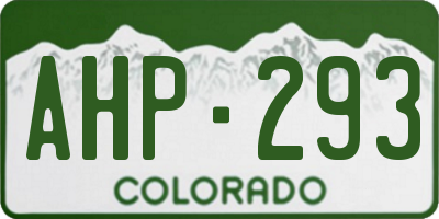 CO license plate AHP293