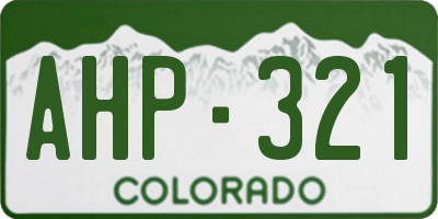 CO license plate AHP321