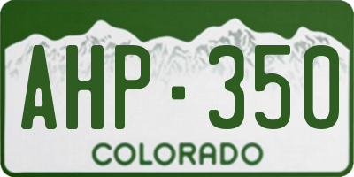 CO license plate AHP350