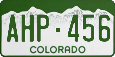 CO license plate AHP456