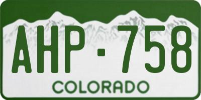 CO license plate AHP758