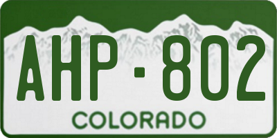 CO license plate AHP802