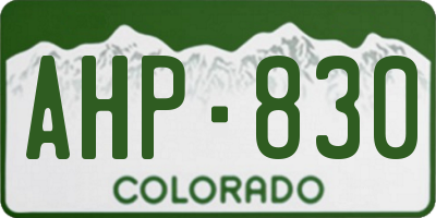 CO license plate AHP830