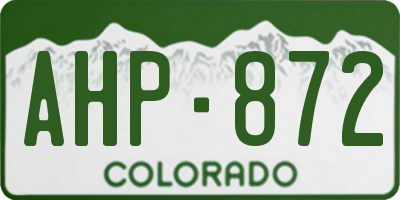 CO license plate AHP872