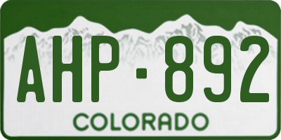 CO license plate AHP892