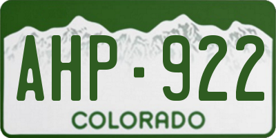 CO license plate AHP922