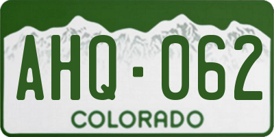CO license plate AHQ062