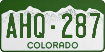 CO license plate AHQ287