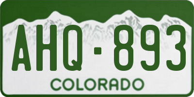 CO license plate AHQ893