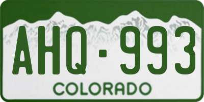 CO license plate AHQ993