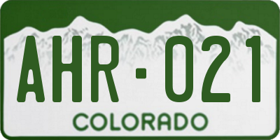 CO license plate AHR021