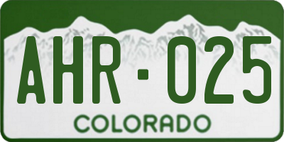 CO license plate AHR025