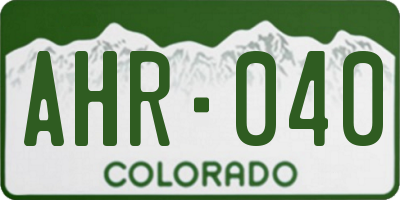 CO license plate AHR040