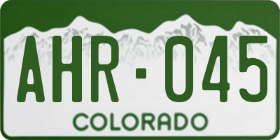 CO license plate AHR045