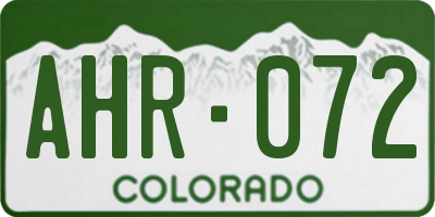 CO license plate AHR072