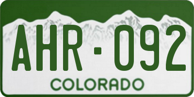 CO license plate AHR092