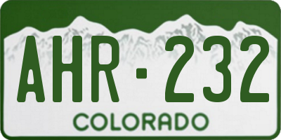 CO license plate AHR232
