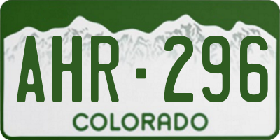 CO license plate AHR296