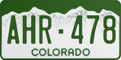 CO license plate AHR478