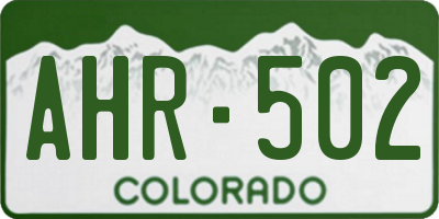 CO license plate AHR502