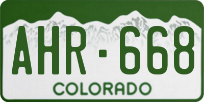 CO license plate AHR668