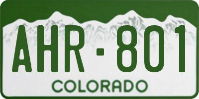 CO license plate AHR801