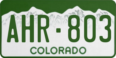 CO license plate AHR803