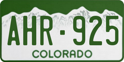CO license plate AHR925