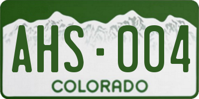 CO license plate AHS004