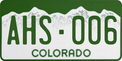 CO license plate AHS006
