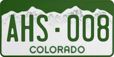 CO license plate AHS008
