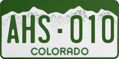 CO license plate AHS010