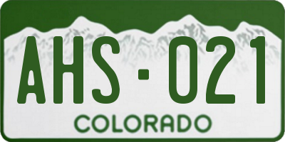 CO license plate AHS021