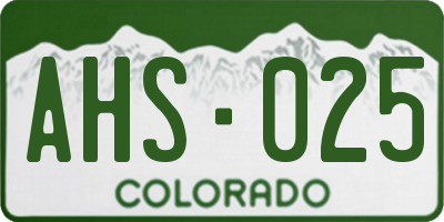 CO license plate AHS025