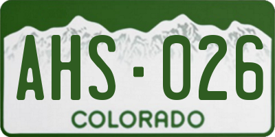 CO license plate AHS026