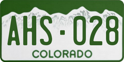 CO license plate AHS028