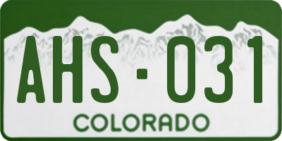 CO license plate AHS031