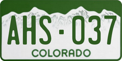 CO license plate AHS037