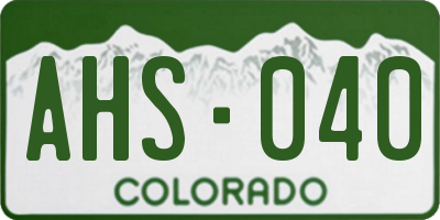 CO license plate AHS040
