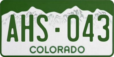 CO license plate AHS043