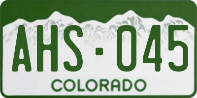 CO license plate AHS045