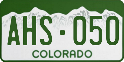 CO license plate AHS050
